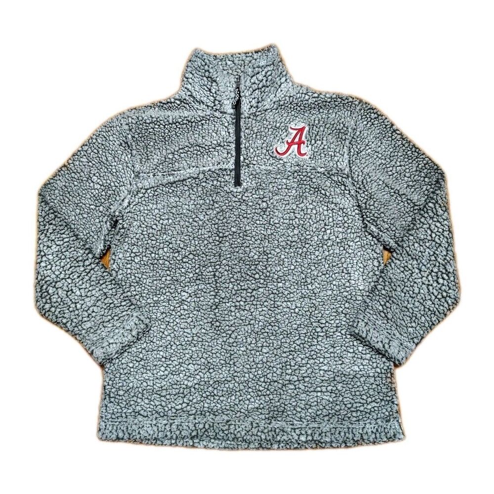 Boxercraft Alabama Sherpa Pullover Jacket Women M Gray 1/4 Zip High Neck Cozy
